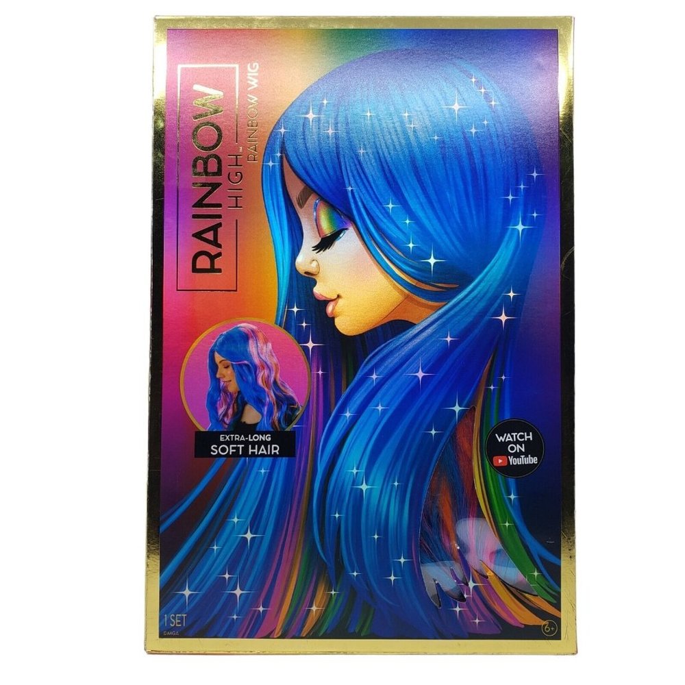 Rainbow High Amaya Raine Wig Rainbow Hair Cosplay Wig w Brush 18 in NEW OPEN BOX